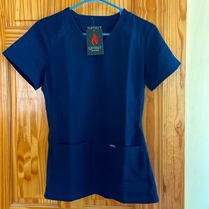 Spirit Navy Scrub Top - Size S